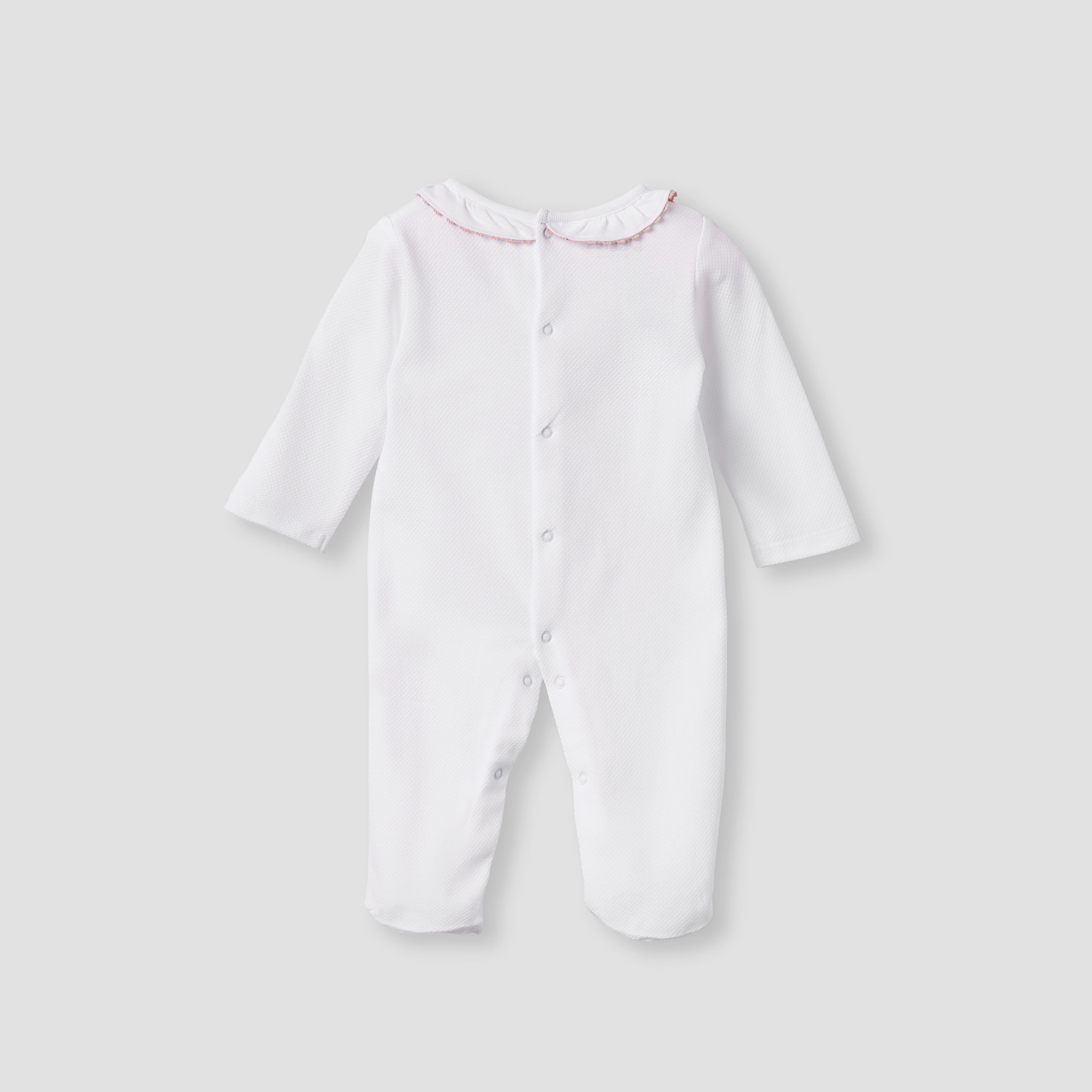 Giggles Embroidered Sleepsuit with Long Sleeves and Button Closure