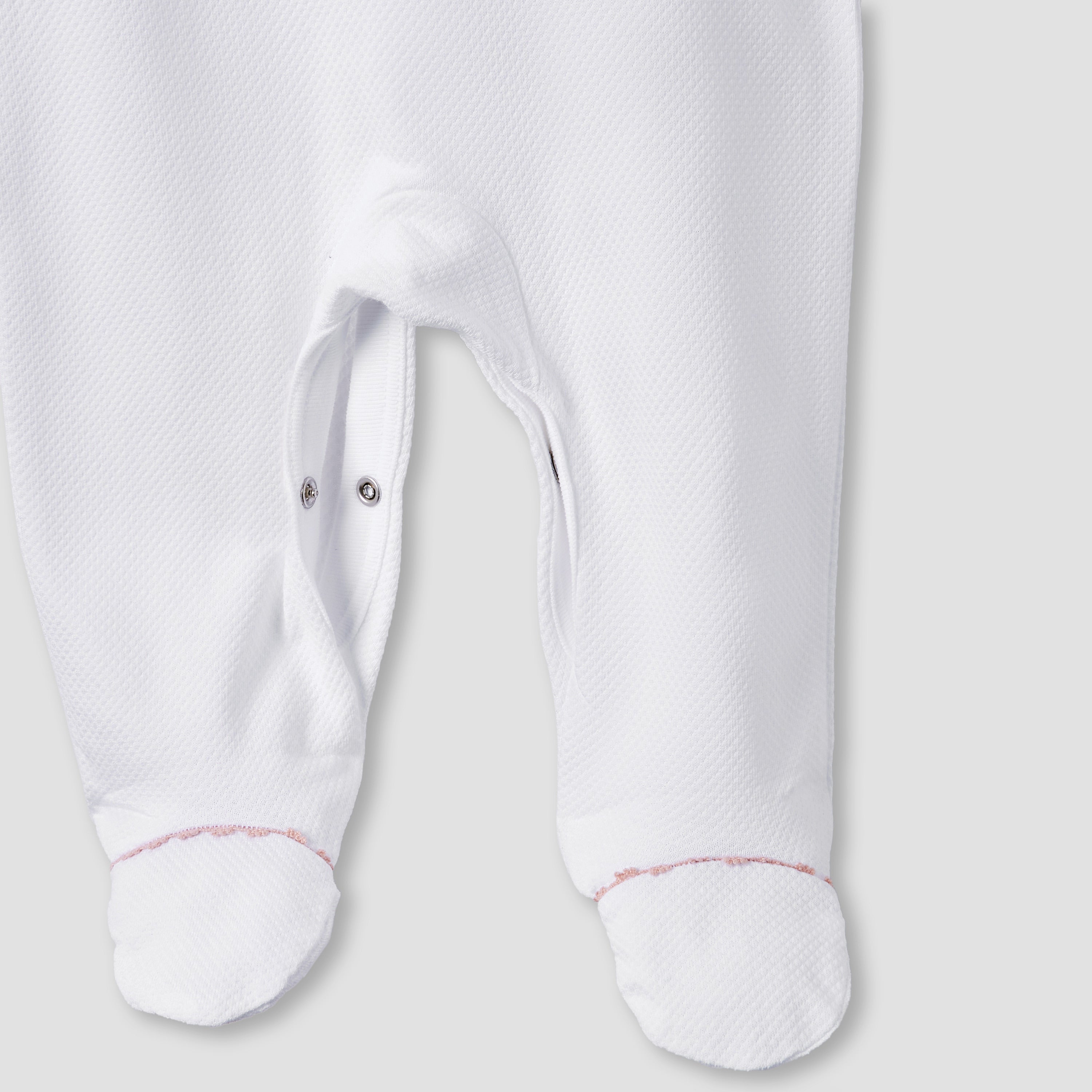 Giggles Embroidered Sleepsuit with Long Sleeves and Button Closure