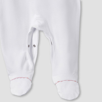 Giggles Embroidered Sleepsuit with Long Sleeves and Button Closure