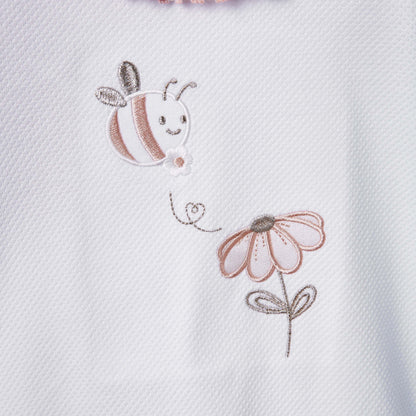 Giggles Embroidered Sleepsuit with Long Sleeves and Button Closure