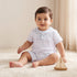 Giggles Sailor Collar Short Sleeves Romper with Bow Detail - White / 12-18 mths