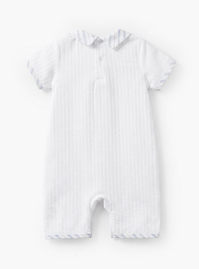 Giggles Sailor Collar Short Sleeves Romper with Bow Detail-baby-boys-clothing-rompers-image-3