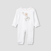 Giggles Embroidered Sleepsuit with Long Sleeves and Button Closure-undefined-image-1
