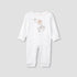 Giggles Embroidered Sleepsuit with Long Sleeves and Button Closure - White / 12-18 mths