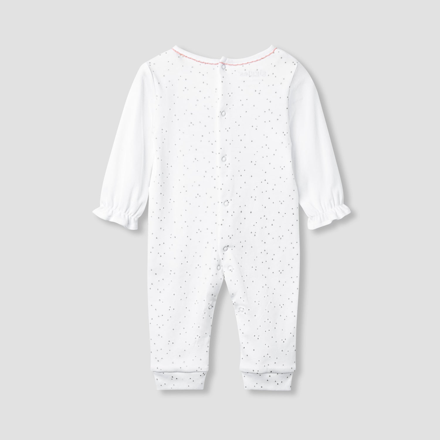 Giggles Embroidered Sleepsuit with Long Sleeves and Button Closure