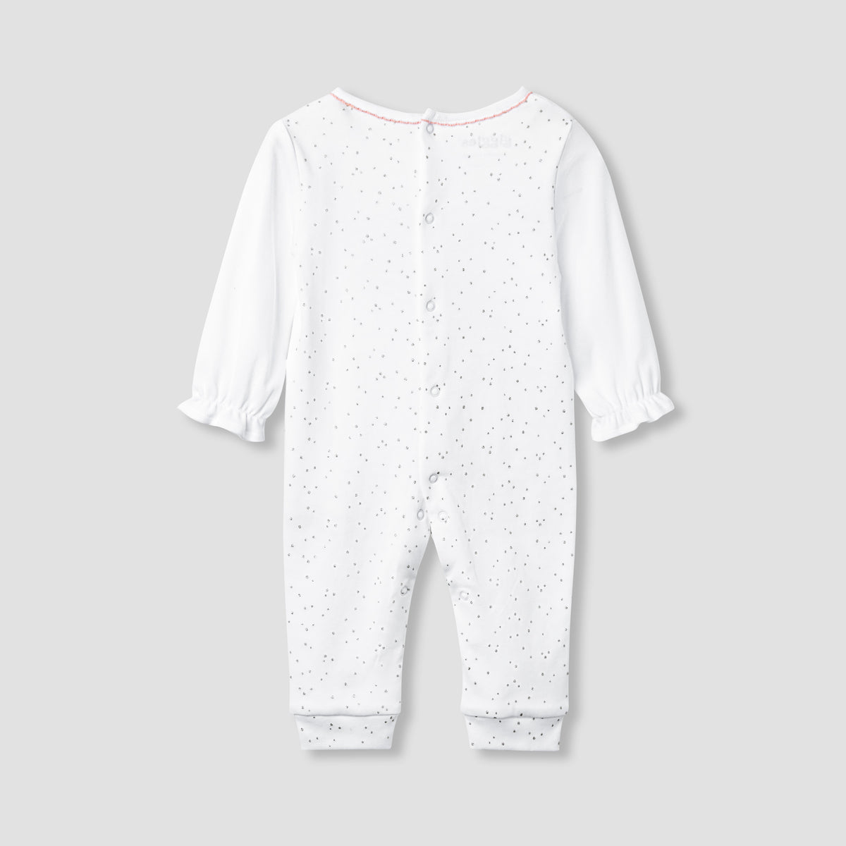Giggles Embroidered Sleepsuit with Long Sleeves and Button Closure