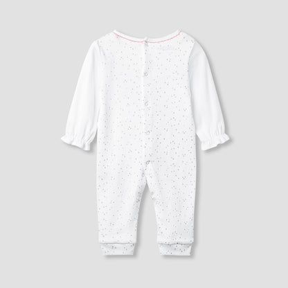 Giggles Embroidered Sleepsuit with Long Sleeves and Button Closure