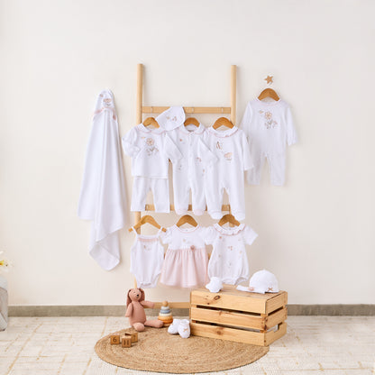 Giggles Embroidered Sleepsuit with Long Sleeves and Button Closure