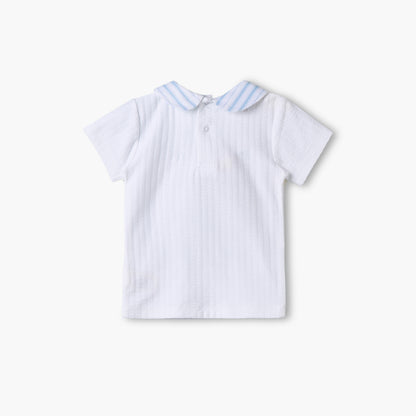 Giggles Cotton Collared Short Sleeves Shorts Set with Stripes
