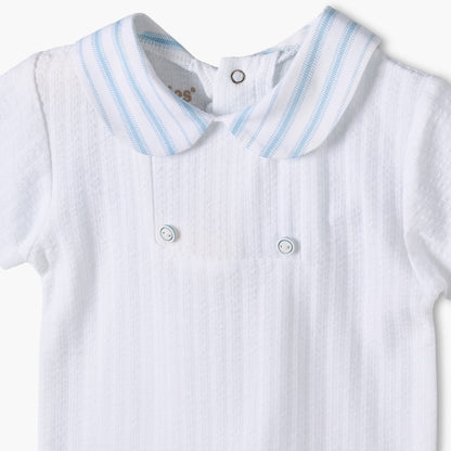 Giggles Cotton Collared Short Sleeves Shorts Set with Stripes