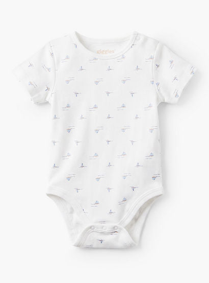 Giggles Round Neck Short Sleeves Cotton Bodysuit with Nautical Print-baby-boys-clothing-bodysuits-image-2
