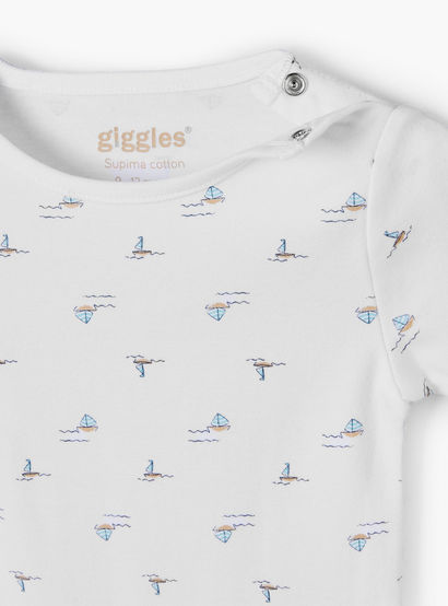Giggles Round Neck Short Sleeves Cotton Bodysuit with Nautical Print-baby-boys-clothing-bodysuits-image-4