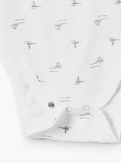 Giggles Round Neck Short Sleeves Cotton Bodysuit with Nautical Print-baby-boys-clothing-bodysuits-image-5