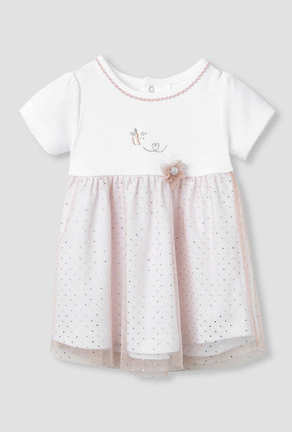 Giggles Printed A-line Dress with Floral Accent