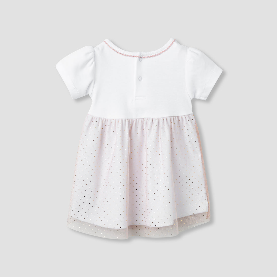 Giggles Printed A-line Dress with Floral Accent