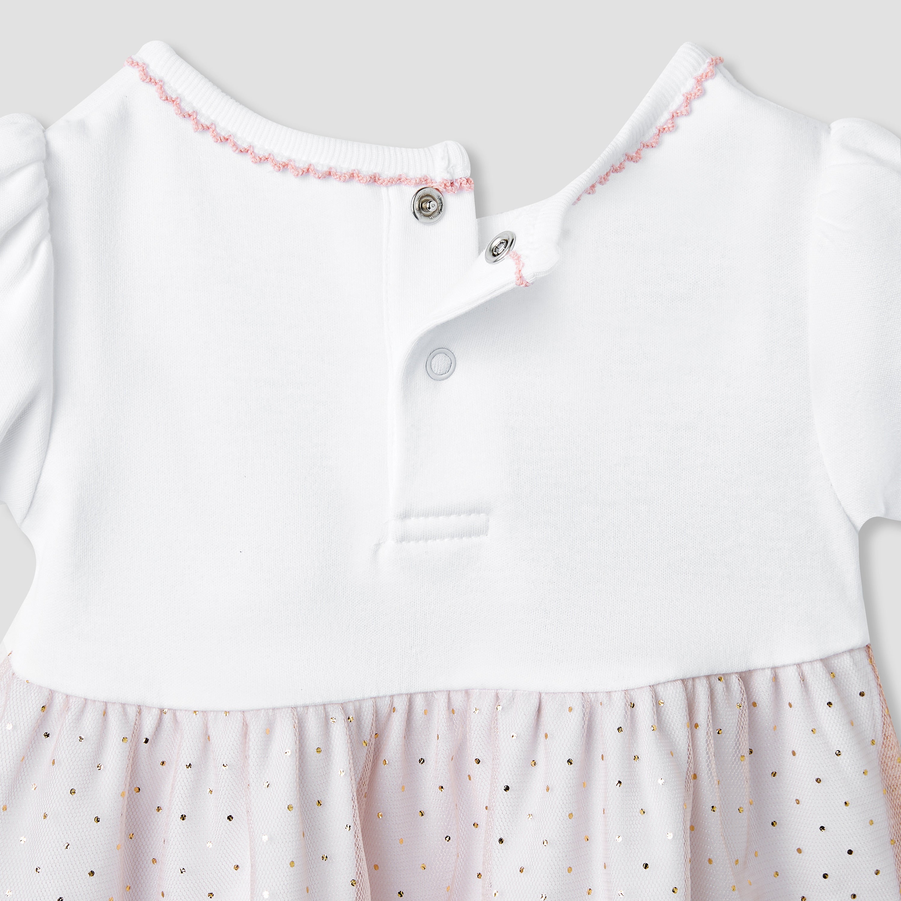 Giggles Printed A-line Dress with Floral Accent