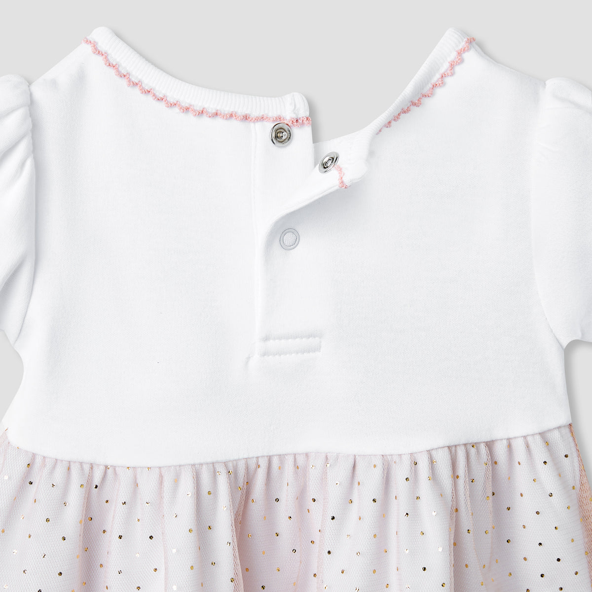 Giggles Printed A-line Dress with Floral Accent