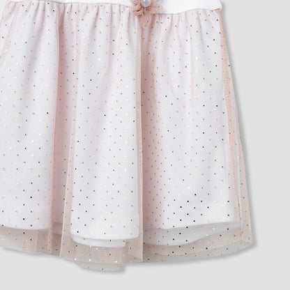 Giggles Printed A-line Dress with Floral Accent