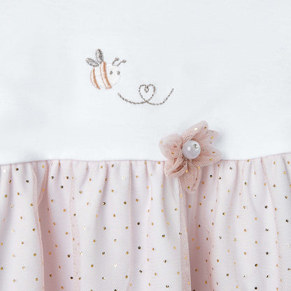 Giggles Printed A-line Dress with Floral Accent