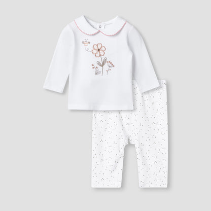 Giggles Embroidered T-shirt and Pyjama Set