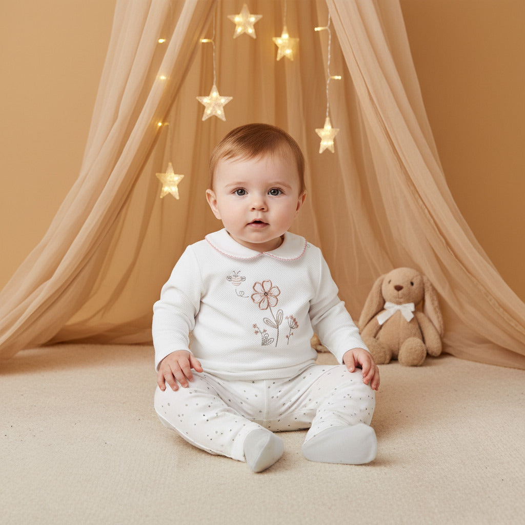 Giggles Embroidered T-shirt and Pyjama Set