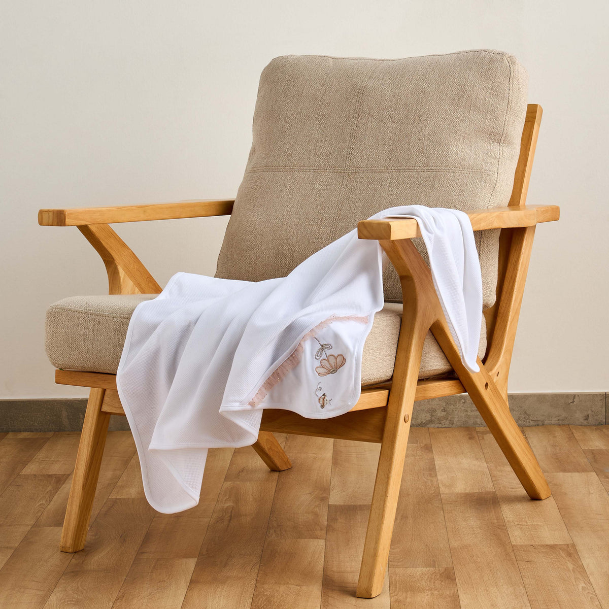 Giggles Floral Embroidered Hooded Receiving Blanket