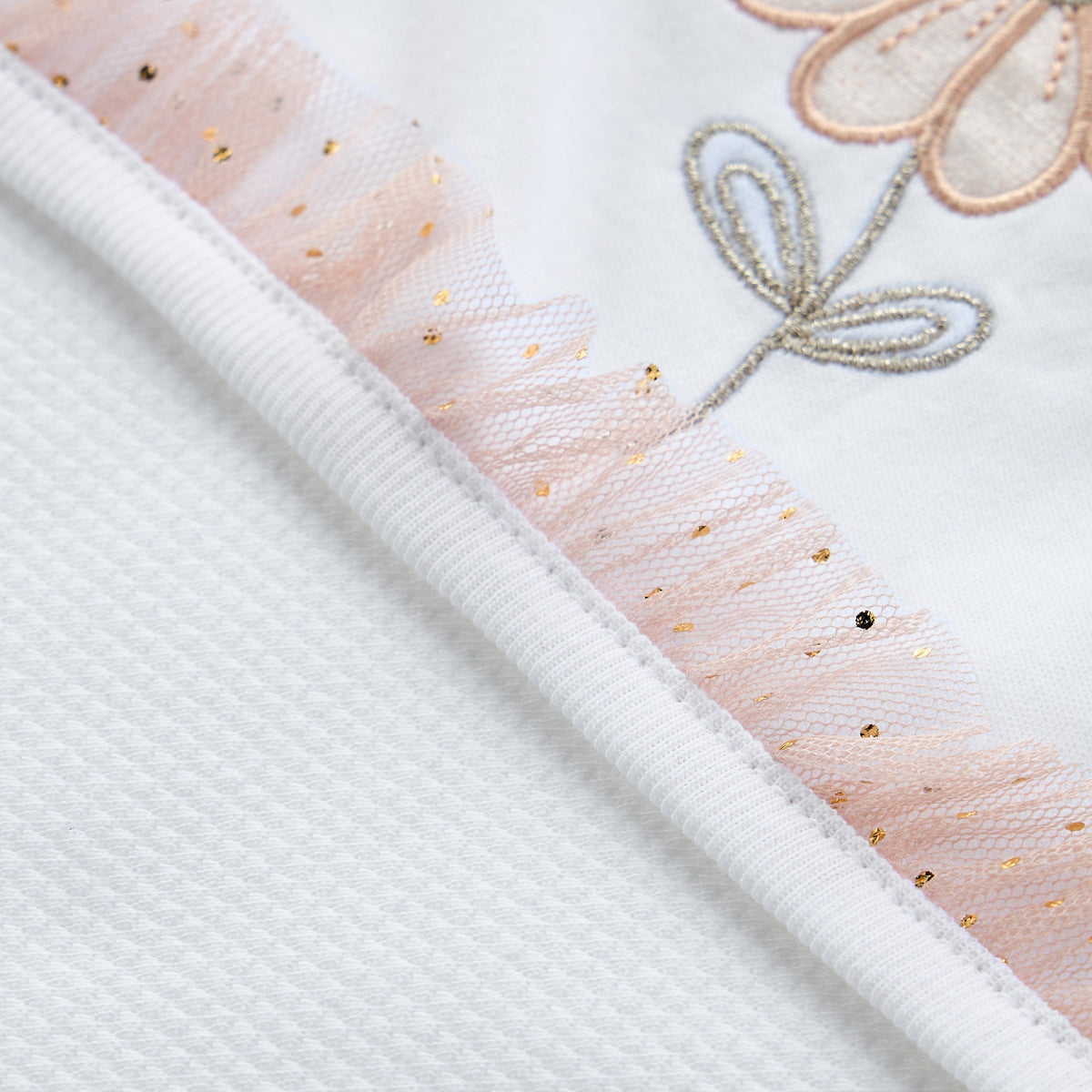 Giggles Floral Embroidered Hooded Receiving Blanket