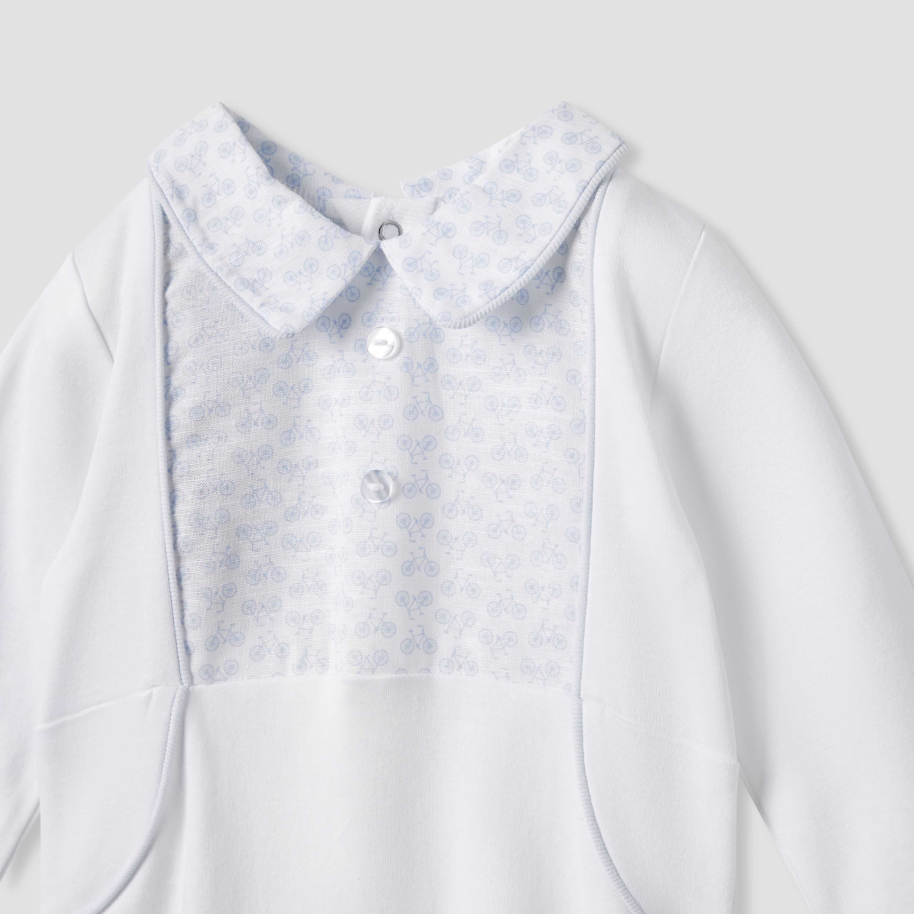 Giggles Printed Sleepsuit with Long Sleeves and Button Closure
