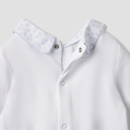 Giggles Printed Sleepsuit with Long Sleeves and Button Closure