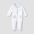 Giggles Striped Sleepsuit with Long Sleeves and Button Closure - White / 9-12 mths
