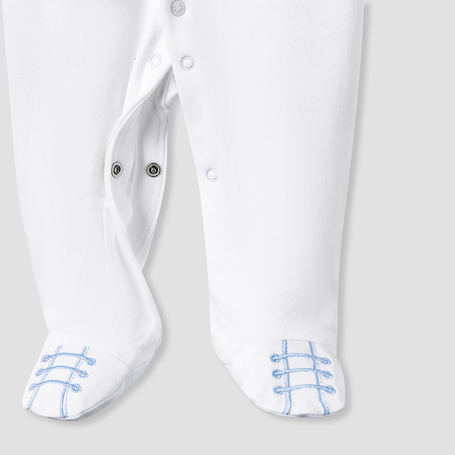 Giggles Striped Sleepsuit with Long Sleeves and Button Closure