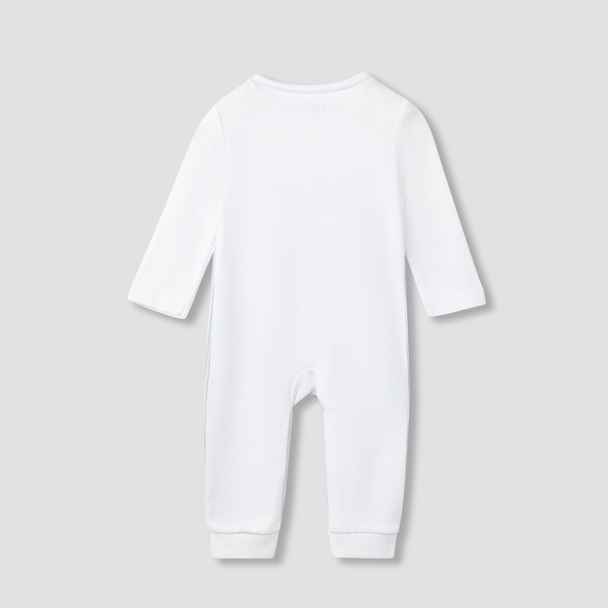Giggles Striped Sleepsuit with Long Sleeves and Button Closure