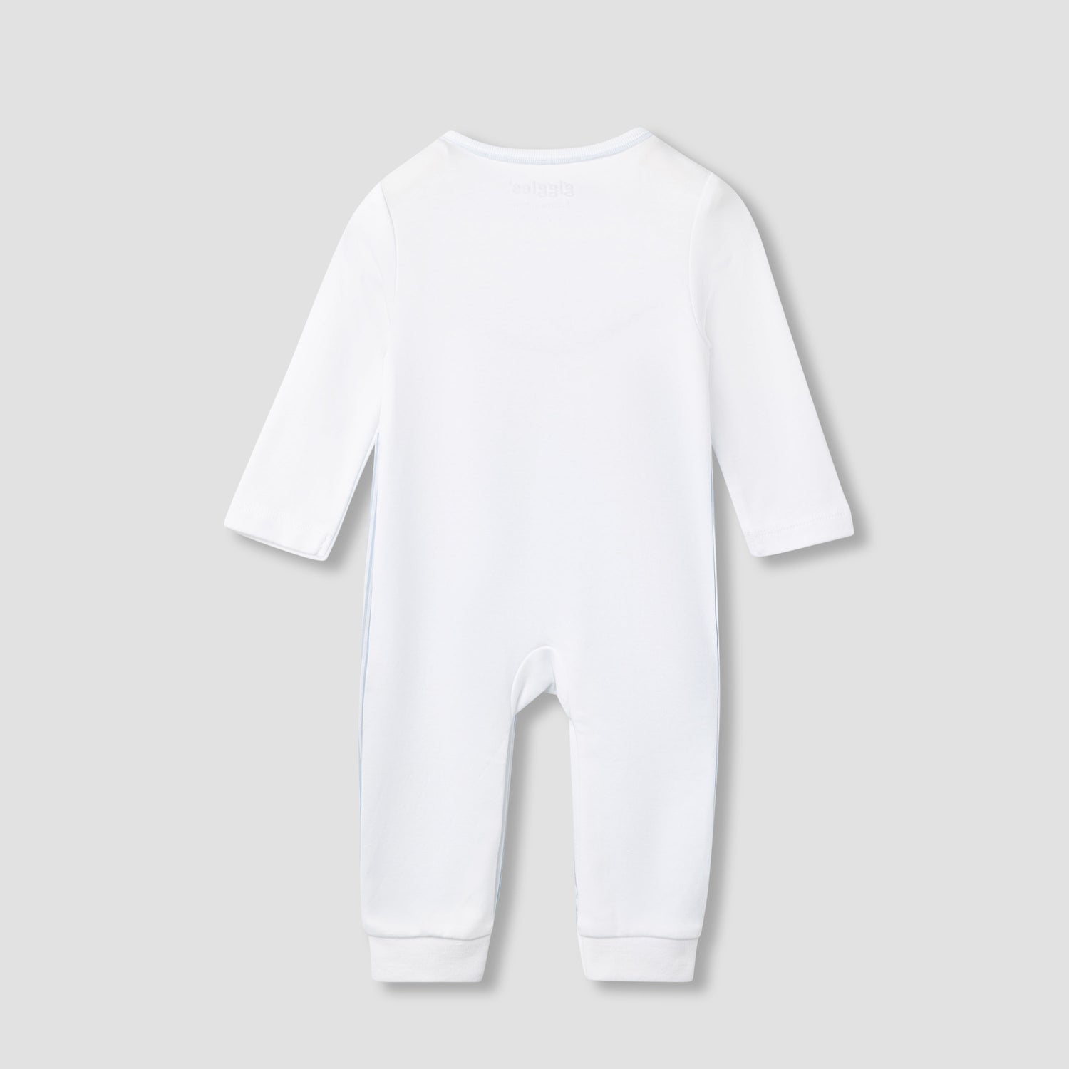 Giggles Striped Sleepsuit with Long Sleeves and Button Closure