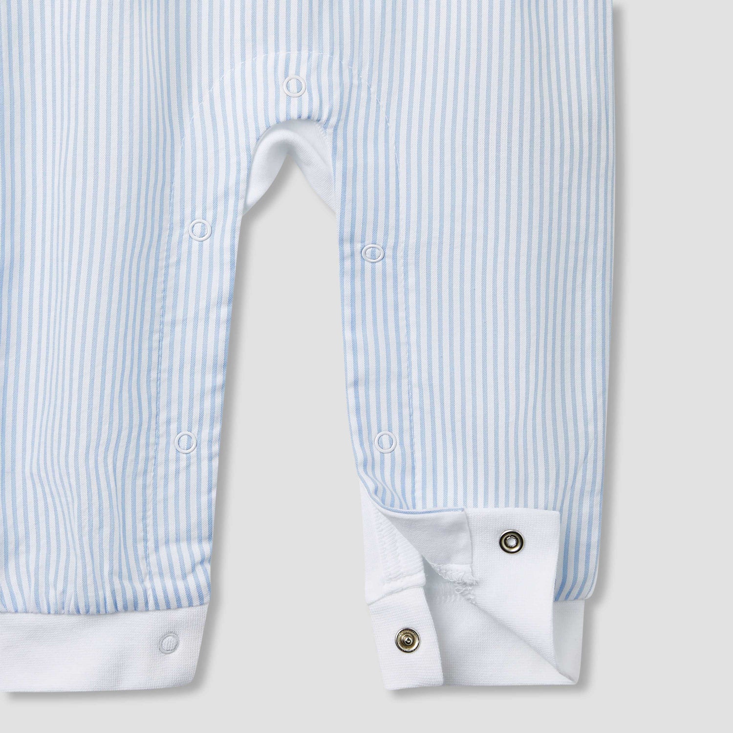 Giggles Striped Sleepsuit with Long Sleeves and Button Closure