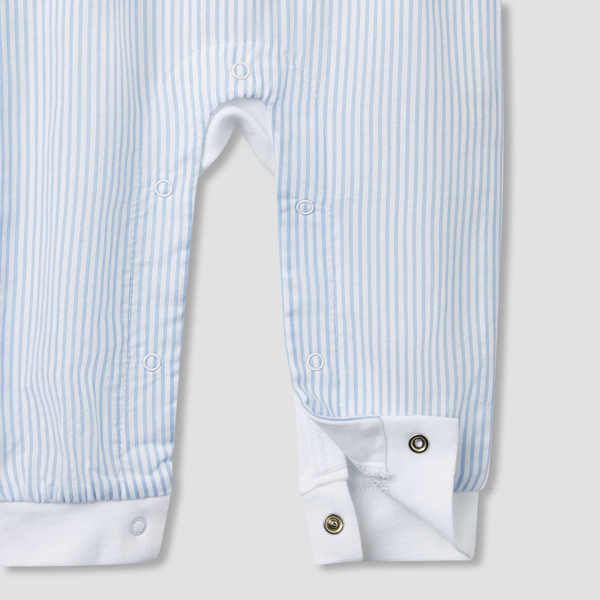 Giggles Striped Sleepsuit with Long Sleeves and Button Closure
