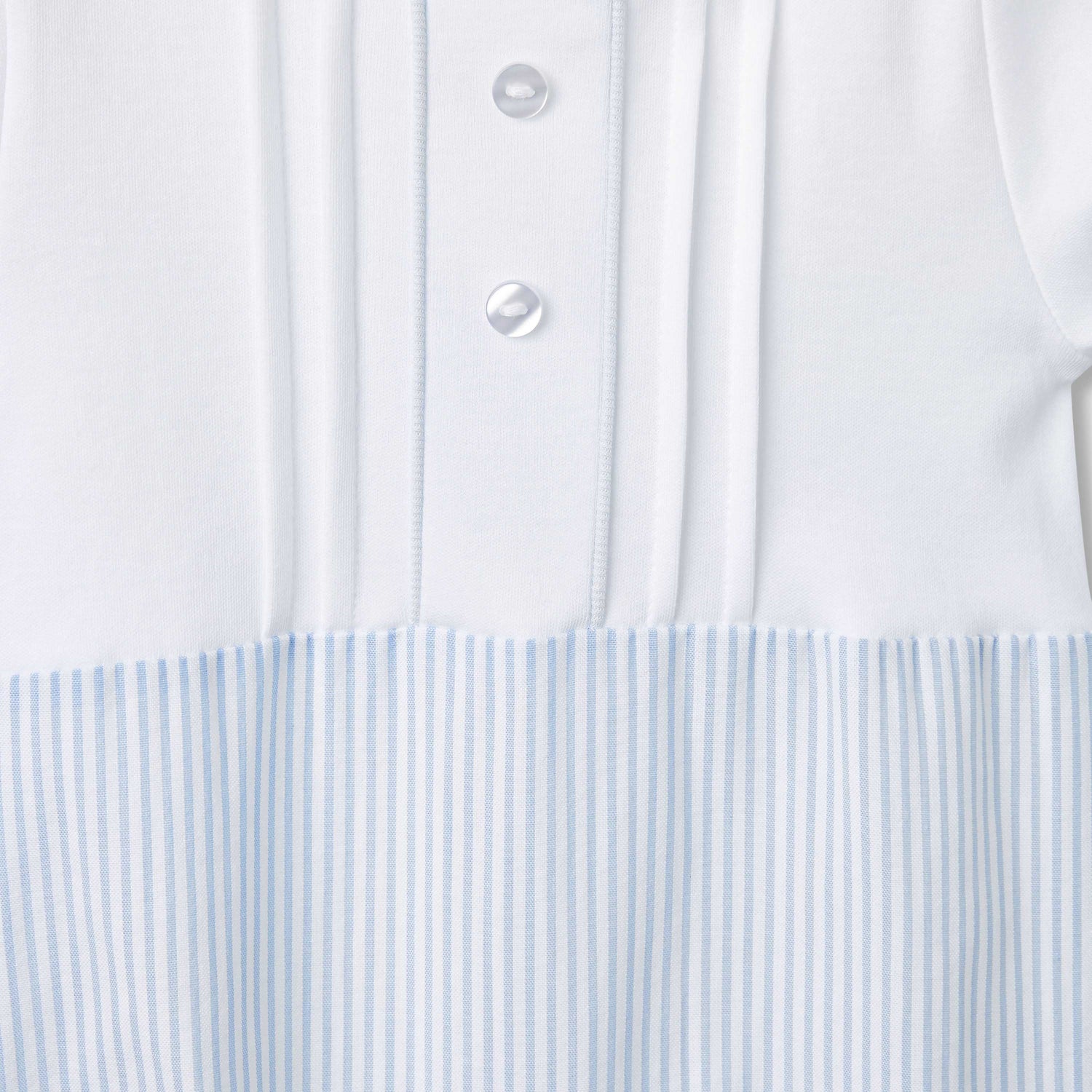 Giggles Striped Sleepsuit with Long Sleeves and Button Closure