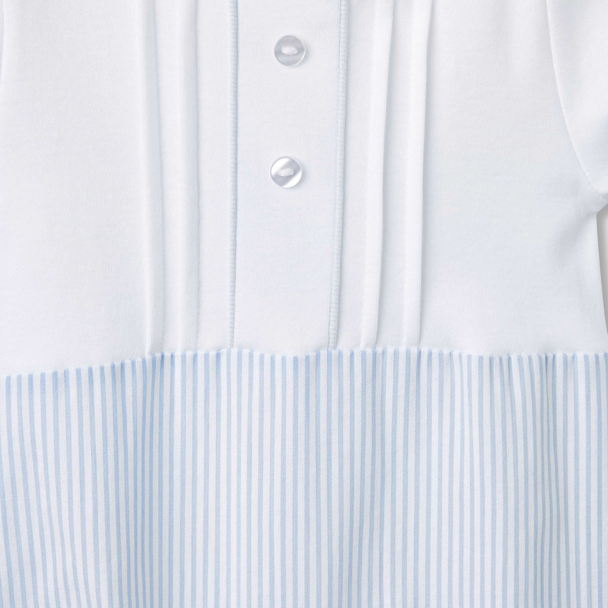 Giggles Striped Sleepsuit with Long Sleeves and Button Closure