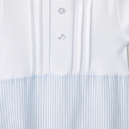 Giggles Striped Sleepsuit with Long Sleeves and Button Closure