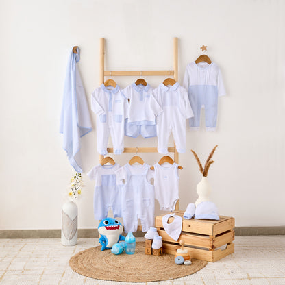 Giggles Striped Sleepsuit with Long Sleeves and Button Closure