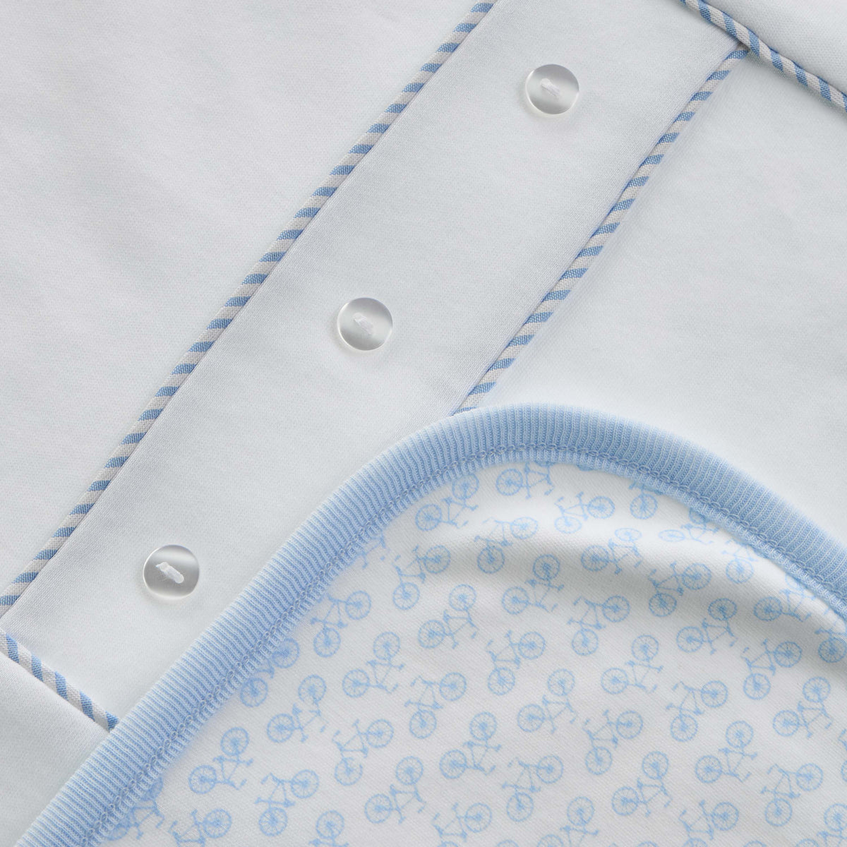 Giggles Bicycle Print Receiving Blanket with Button Detail