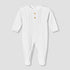 Giggles Cotton Round Neck Long Sleeves Sleepsuit with Button Applique - White / 9-12 mths