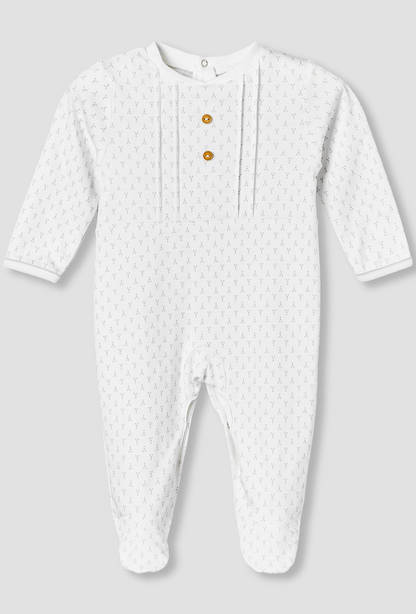 Giggles Cotton Round Neck Long Sleeves Sleepsuit with Button Applique-undefined-image-1