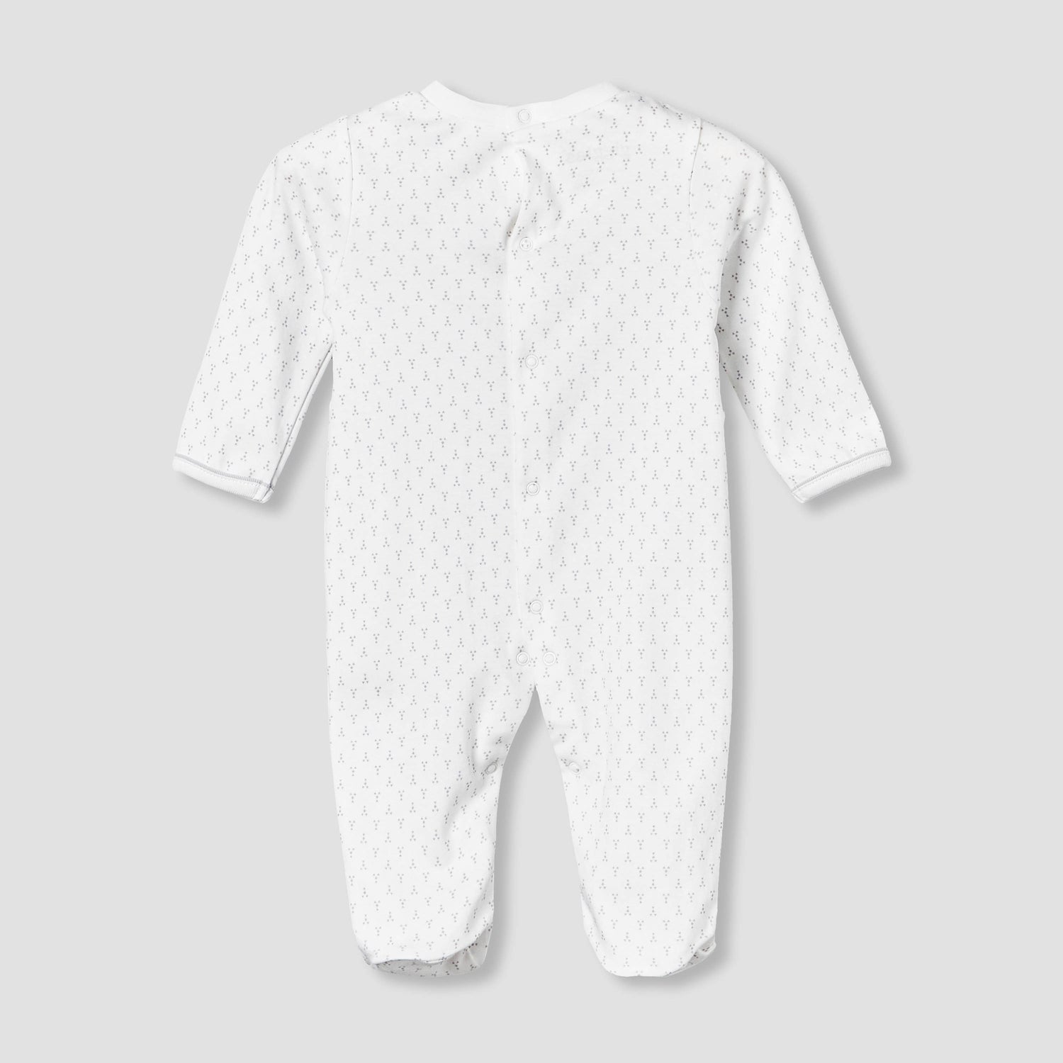 Giggles Cotton Round Neck Long Sleeves Sleepsuit with Button Applique