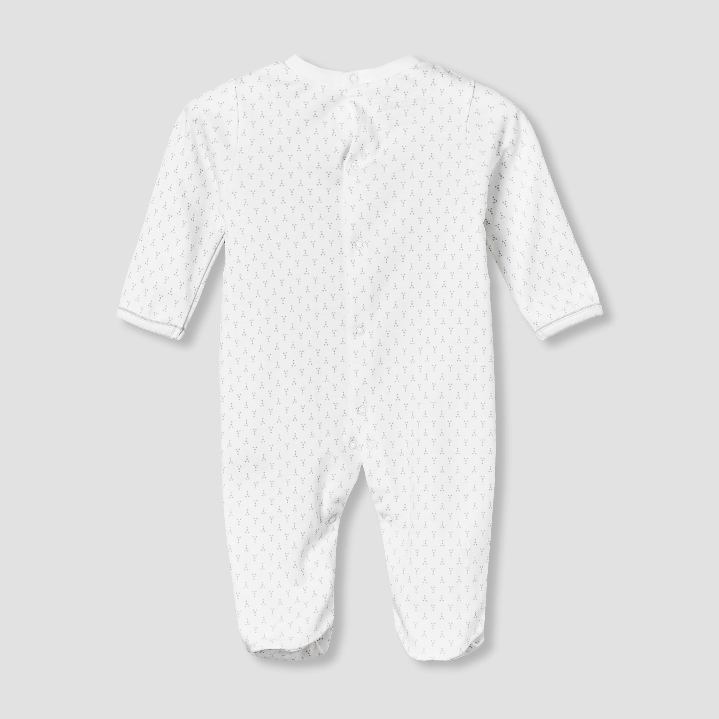 Giggles Cotton Round Neck Long Sleeves Sleepsuit with Button Applique