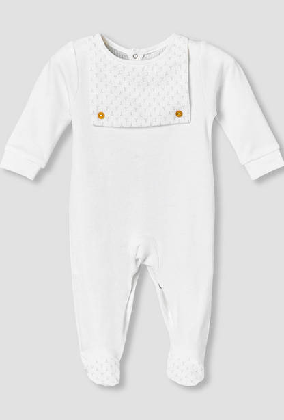 Giggles Cotton Crew Neck Long Sleeve Sleepsuit with Button Applique-undefined-image-1