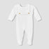 Giggles Cotton Crew Neck Long Sleeve Sleepsuit with Button Applique - White / 9-12 mths