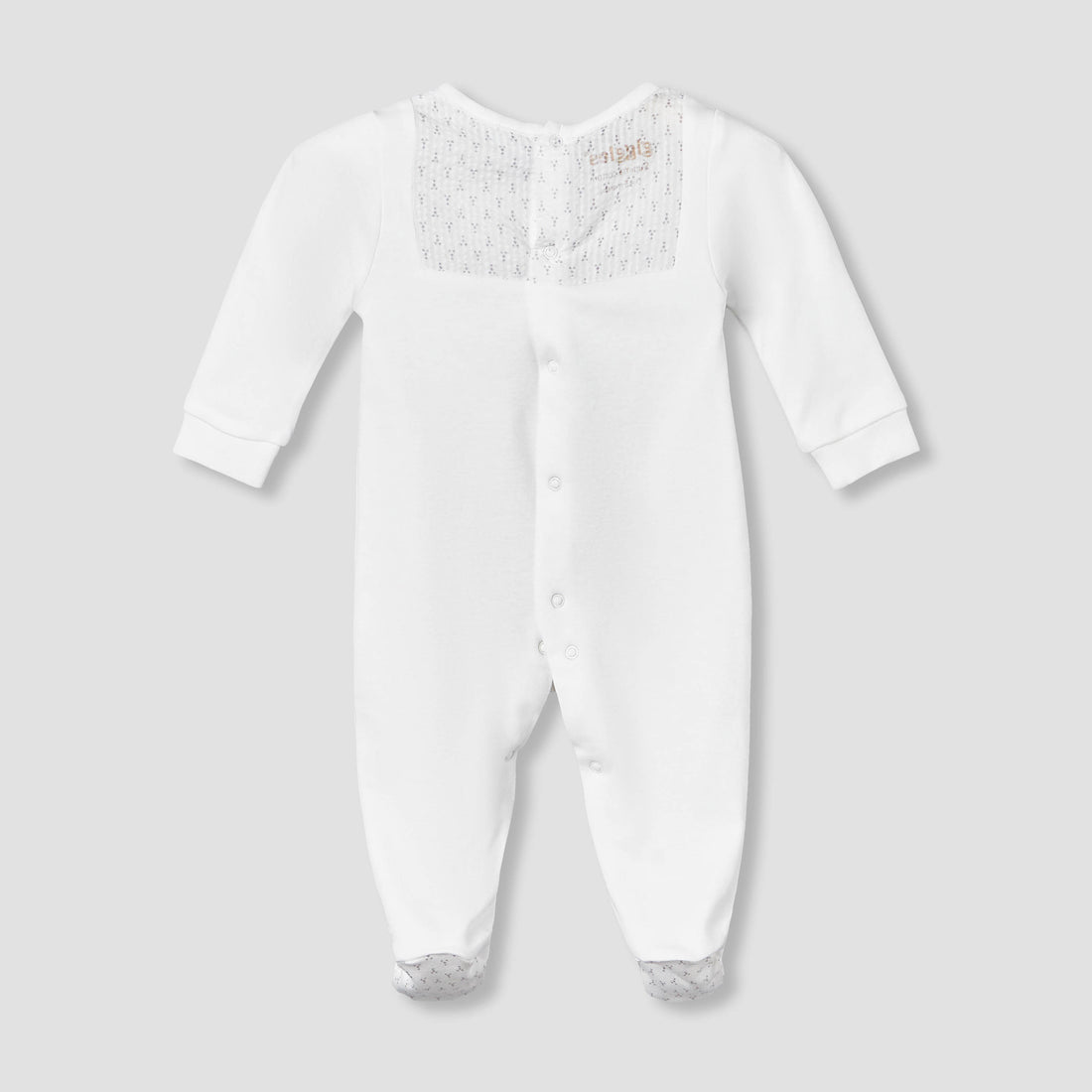 Giggles Cotton Crew Neck Long Sleeve Sleepsuit with Button Applique