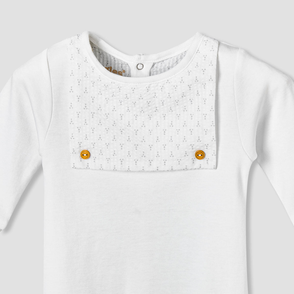 Giggles Cotton Crew Neck Long Sleeve Sleepsuit with Button Applique