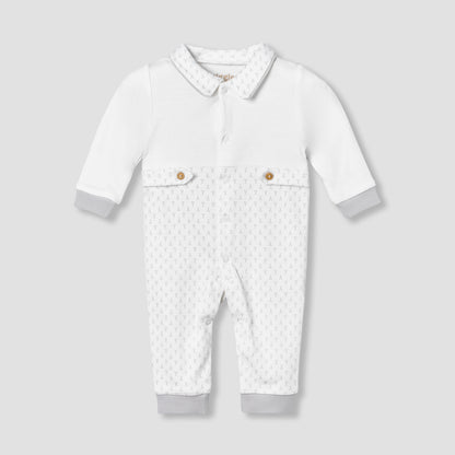 Giggles Cotton Collared Long Sleeve Sleepsuit with Snap Button Closure