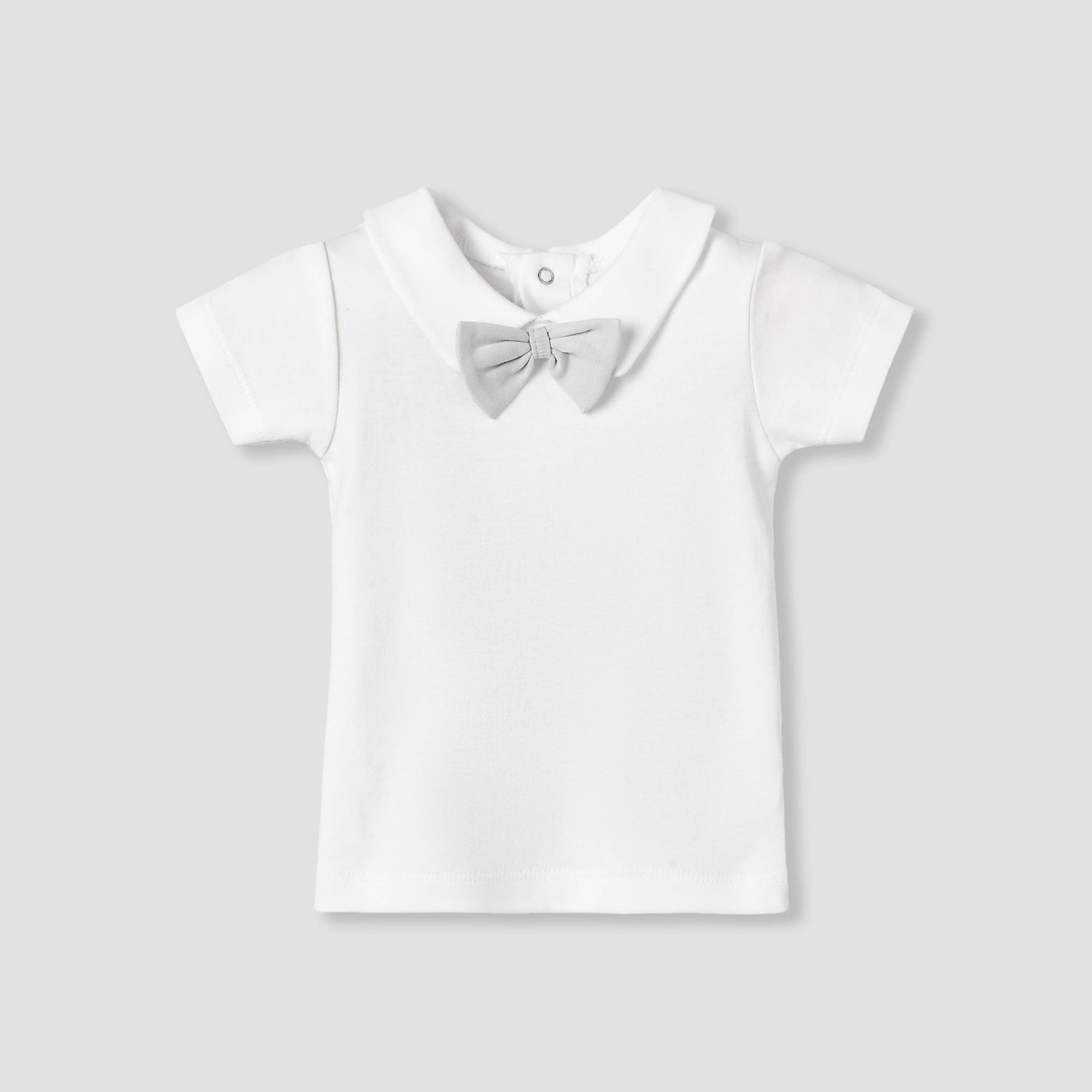 Giggles Collar Short Sleeves T-shirt and Dungaree Set with Bow